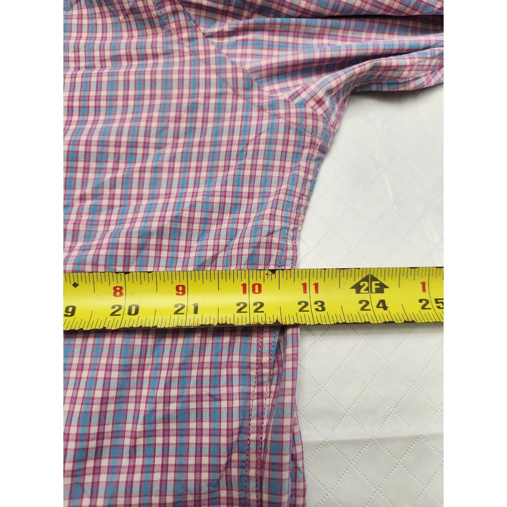 Peter Millar Summer Comfort Shirt Mens Large Pink Plaid Stretch Button Up Casual - Picture 7 of 12